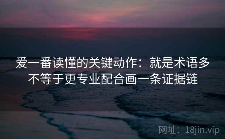 爱一番读懂的关键动作：就是术语多不等于更专业配合画一条证据链